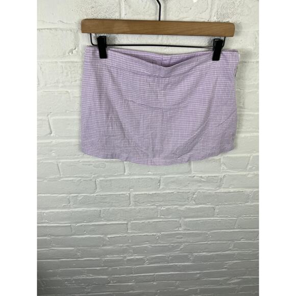 Free People Women's Orchid Combo Big Dream Skorts Gingham Lavender Purple Size 2 - Picture 3 of 7